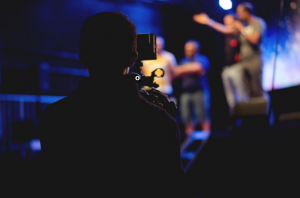 a person holding a camera